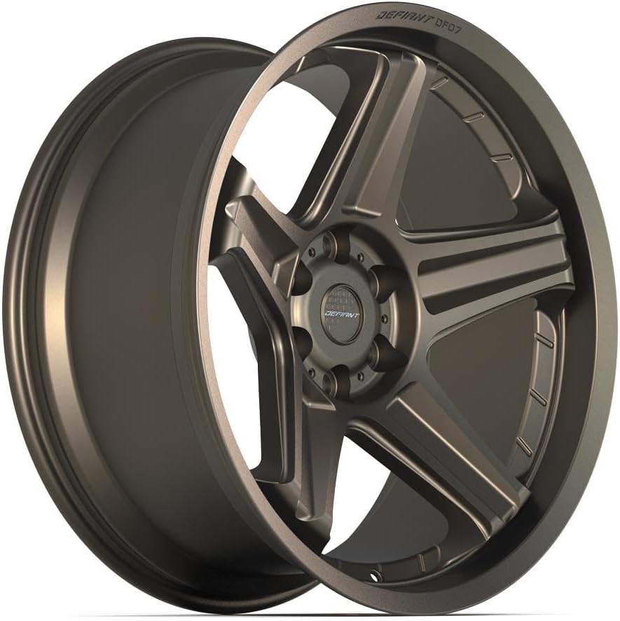DEFIANT Wheels DF07 22 Inch Rims and Tires Fit 6x139.7 22x10 Satin Bronze - TerraMax RT 33x12.50/22 (Set of 4)