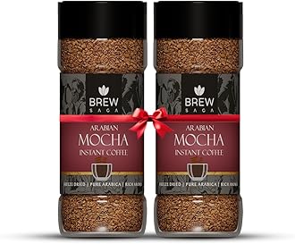 BRESAGA Mocha Instant Coffee Powder | Premium Freeze-Dried Arabica Blend | Rich Aroma & Bold Flavor | Smooth Café-Style Coffee at Home | 2 x 50g Jars | No Added Sugar, 100% Pure Coffee