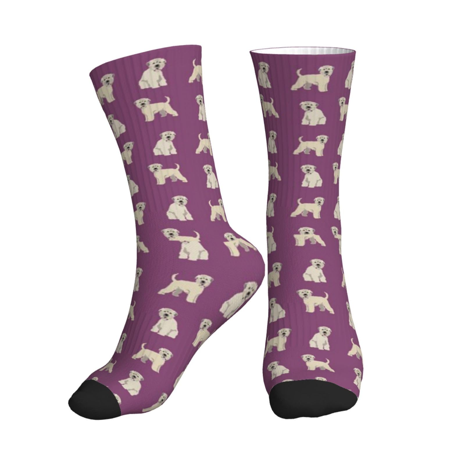 Zouey Men's 1 Black Mid Tube Sports Socks Warm Adult Socks For Wo Polyester Stockings,Irish Wheaten Terrier Dog Soft Coated Wheaten Terrier Dog Breed Purple
