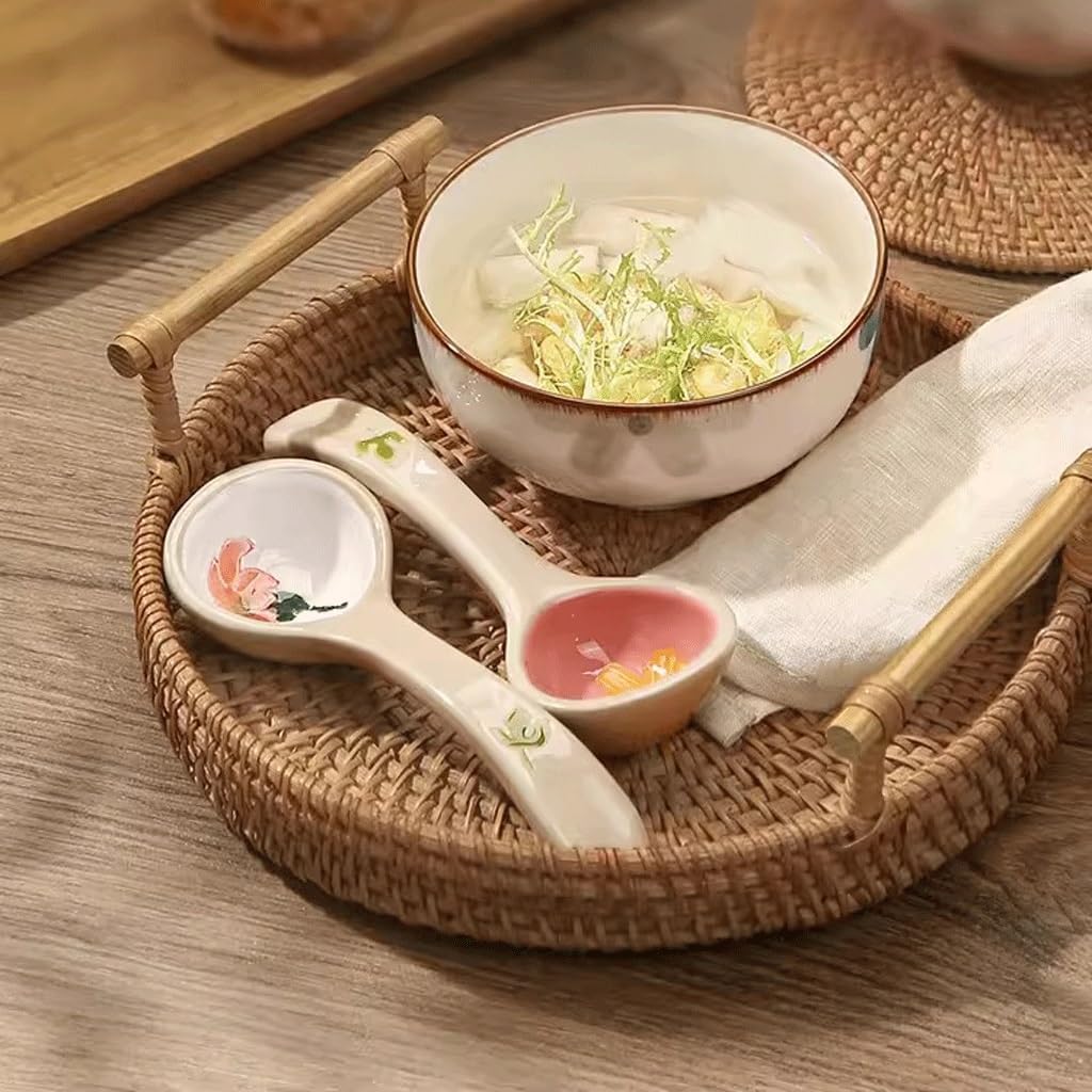 Spoons,soup spoons,Spoons for Cooking Kitchen Ceramic Spoon Household Soup Spoon Long Handle Small Spoon Large Simple Round Spoon Table Spoon Dessert Spoon Dinner Spoon Teaspoons, White