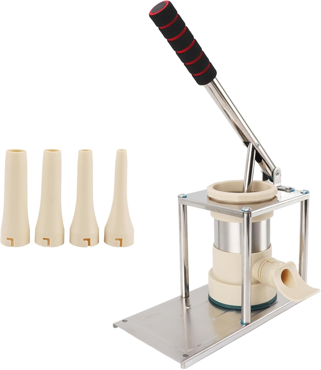 TOPINCN Sausage Stuffer Machine with 4 Stuffing Tubes, ABS Stainless Steel Vertical Manual Sausage Stuffer Homemade Sausage Maker Machine Fast Sausage Filling for Home Kitchen