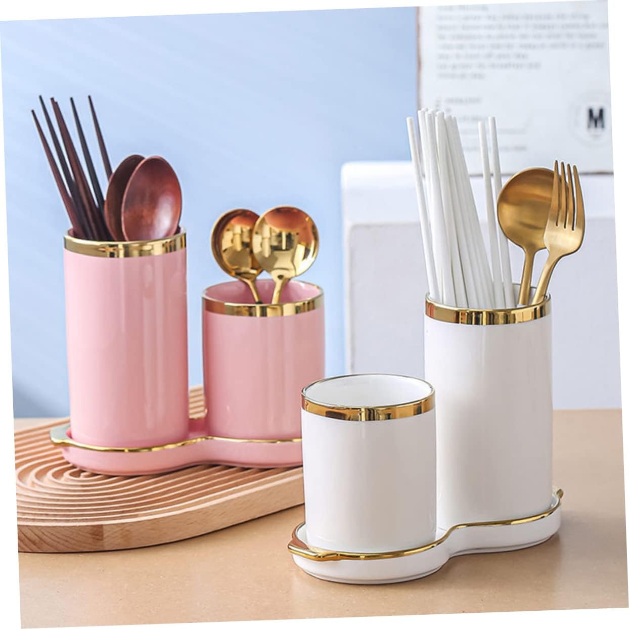 Organizer for Silverware Organizer Chopsticks Shelf Kitchen Storage Rack Ceramic Cutlery Rack White