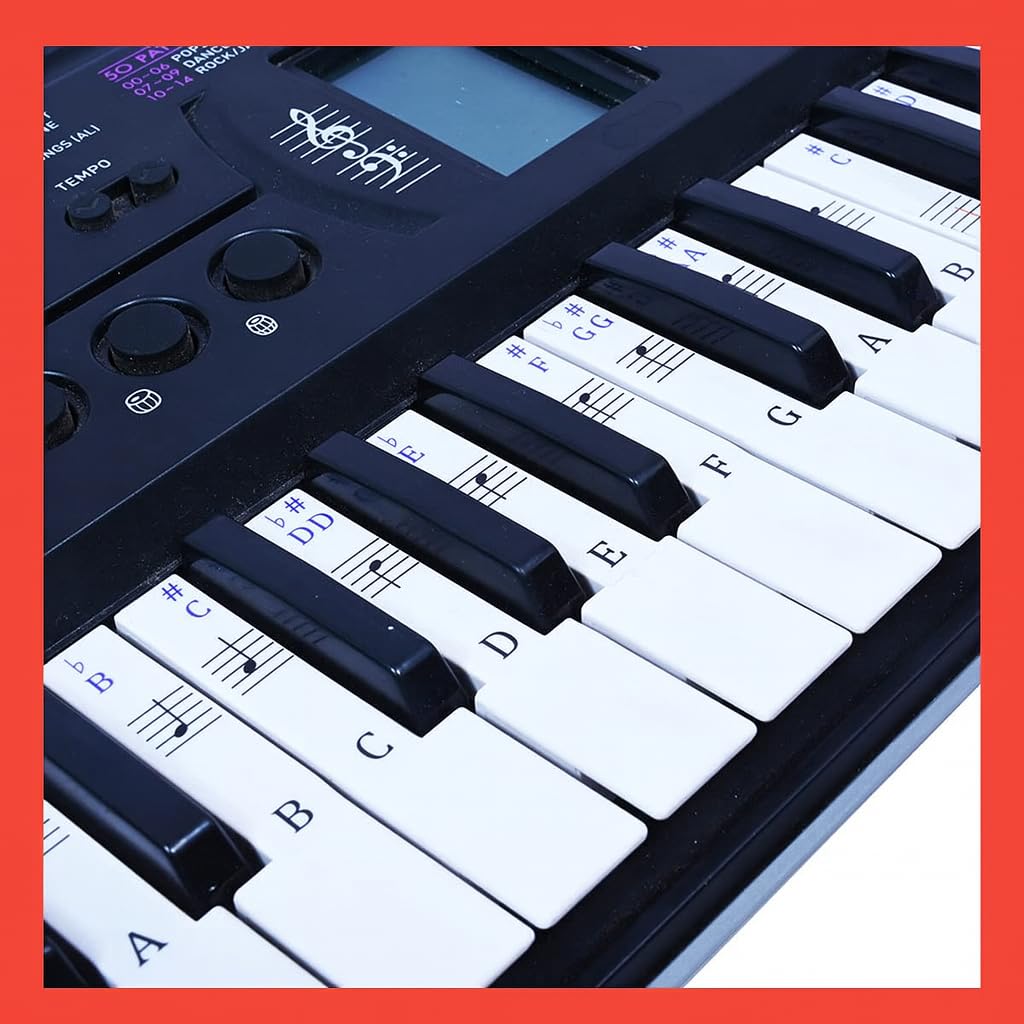 Piano/Keyboard Stickers For Beginners For 49, 61, 76, 88 Key (Piano Stickers) Purple