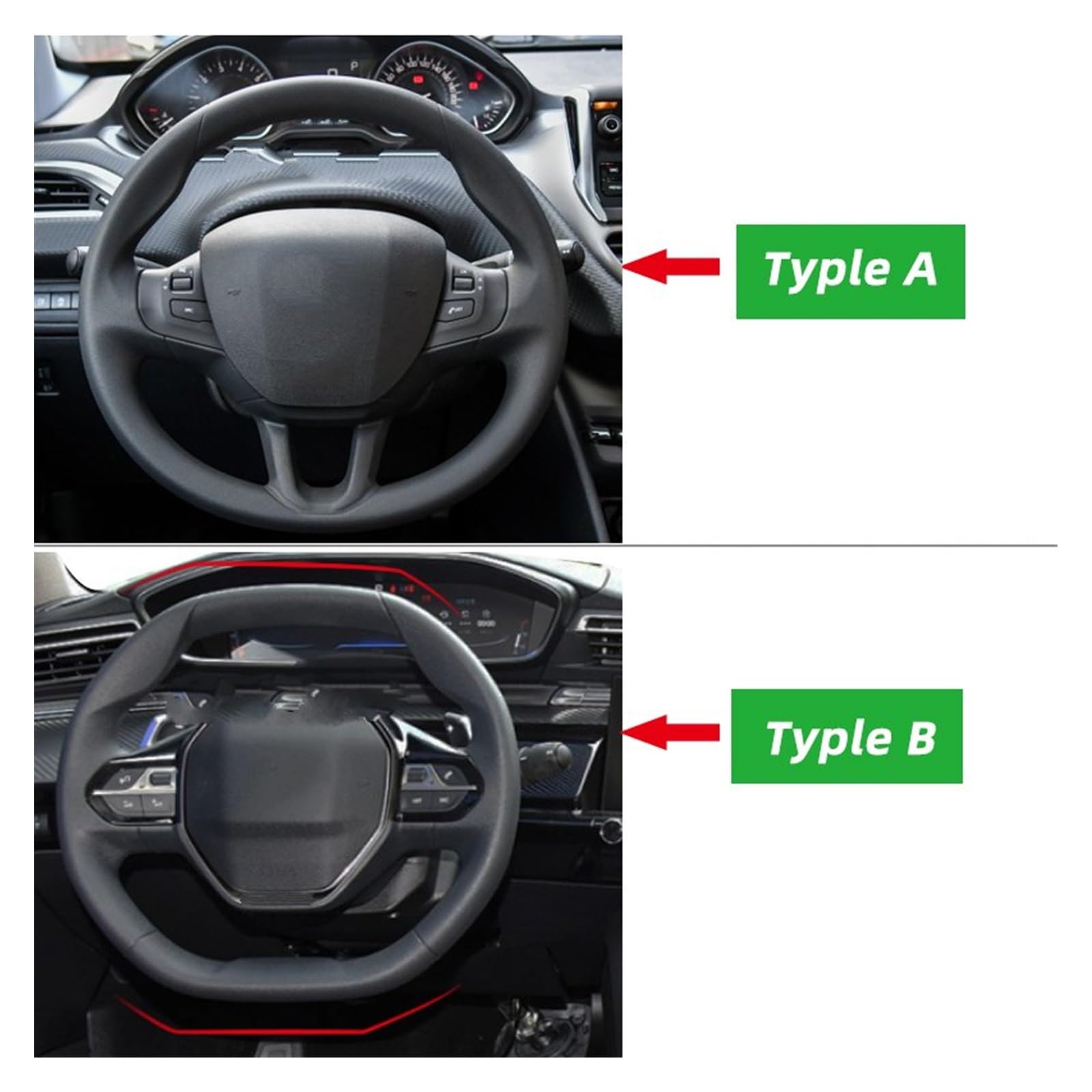 Caches Volant Housse De Volant De Voiture, Accessoires D'intérieur pour Peugeot 2008 I II 2013 2014 2015 2016 2017 2018 2019 2020 2021 2022 Couvre Volant Voiture (Size : Type A- Red)