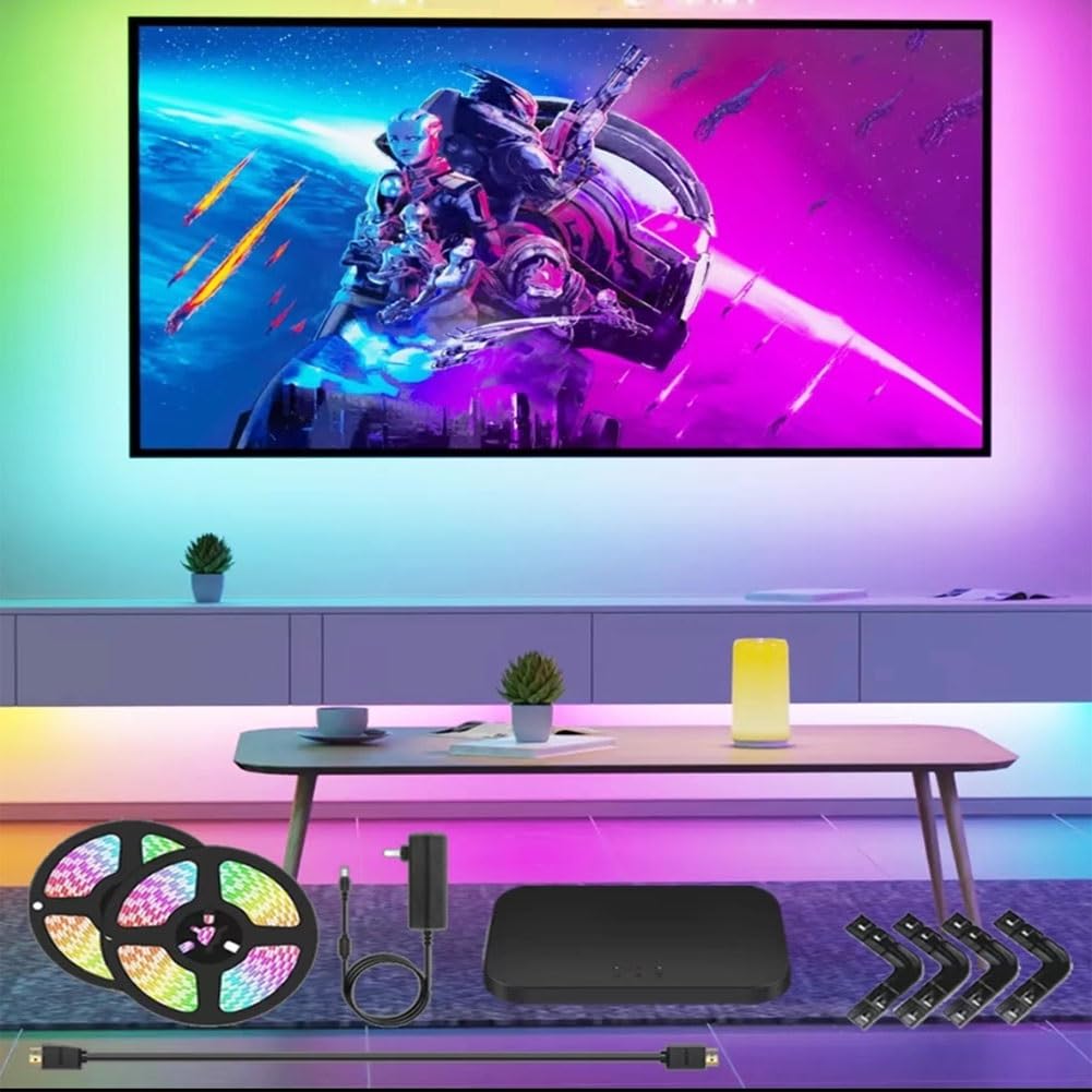 Tira de luz LED for TV con puerto HDMI, luz de juego rgbled, tira de luz de fondo LED for monitor de control de aplicaciones, tira de luz LED inteligente for la misma pantalla de hasta 90 pulgadas