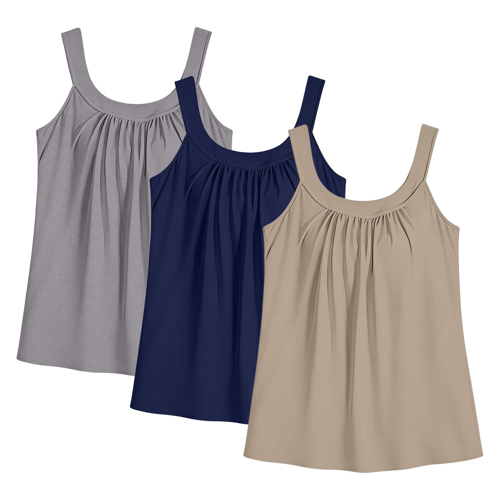 3er-Pack Damen-Tops mit integriertem BH, U-Ausschnitt, Weste, Top für Damen