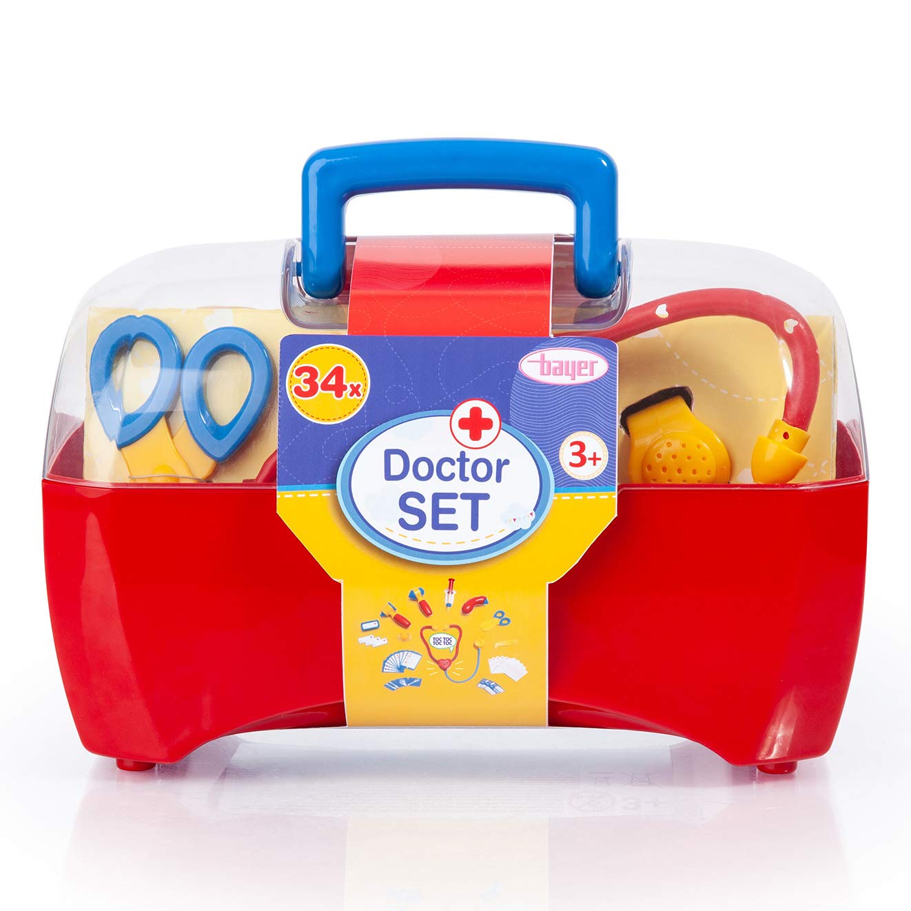 Bayer Design Valigetta da Dottore, Medico Kit con Accessori, Gioco di Ruolo Bambini, 34 Pezzi