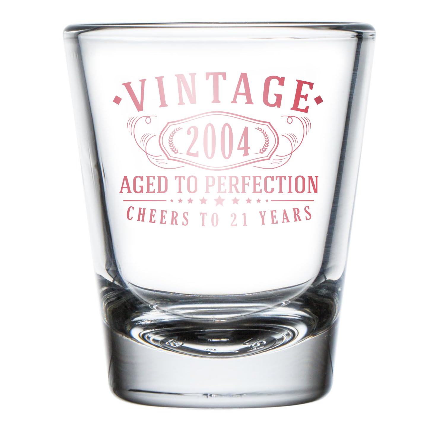 vintage 2004 rose gold printed 175oz 1pk shot glass - happy 21st birthday gifts women men cheers to 21 years turning 21 woman decorations decor anniversary bday party favors best gift ideas 10