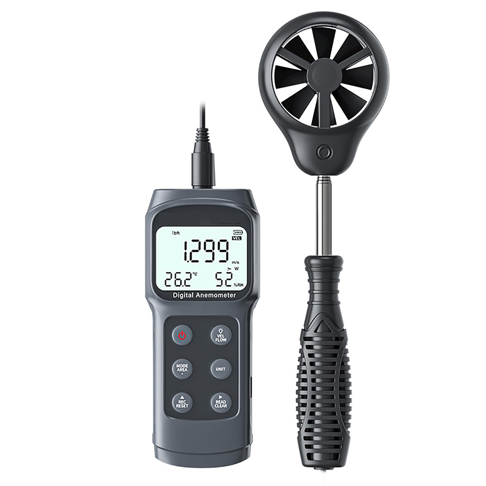 Digital Wind Speed Meter, Anemometer with Retractable External Probe and Storage Case, ?/?, Wind Speed/wind Temperature/air Volume Unit Conversion, 999 Data Hold, For Meteorology, Agriculture