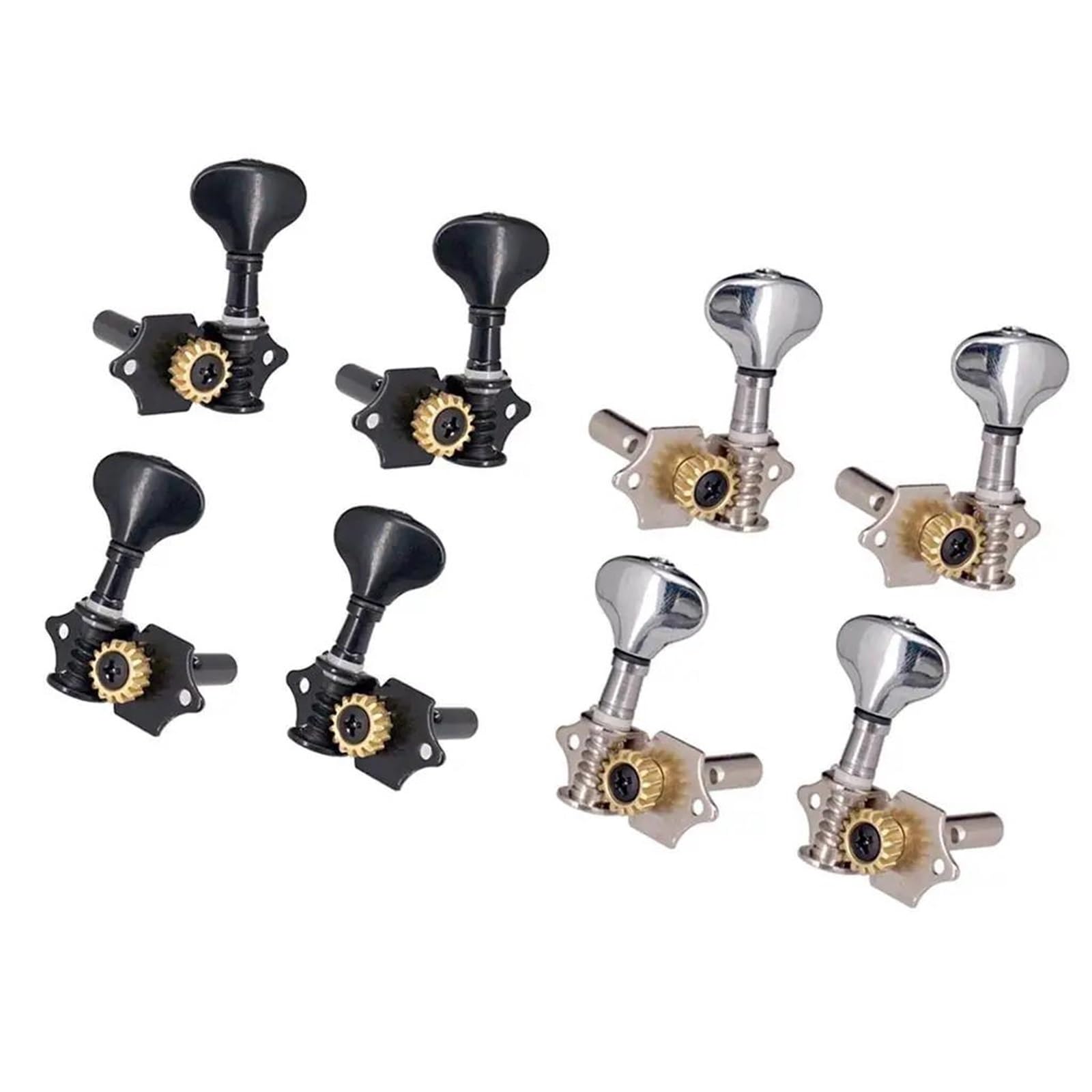 Meccaniche Per Chitarra 4 Pezzi 2R2L Ukulele Testa Della Macchina Accordatori Picchetti In Ferro Set Parti Di Ricambio Per Chitarra(Silver)