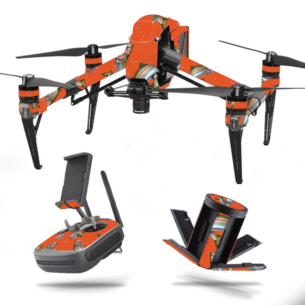 MightySkins Skin Compatible with DJI Inspire 2 - Trout Collage | Protective, Durable, and Unique Vinyl Decal wrap Cover | Easy to Apply, Remove, and Change Styles | Made in The USA