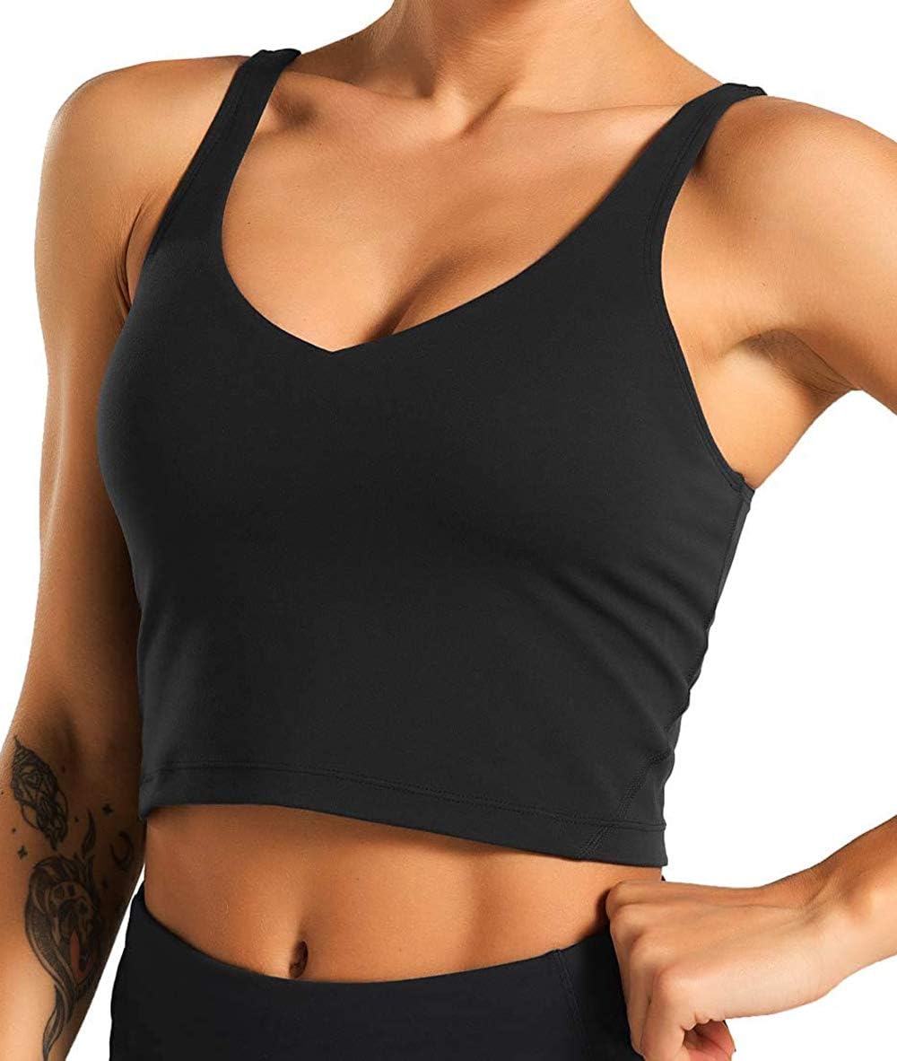 Women Longline Sports Bra Workout Top Yoga Bras High Impact Padded Support Gym Fitness Running Crop Tank Tops