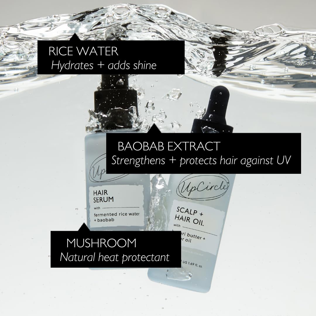 UpCircle Hair Serum 50ml, Hydrates + Smoothes, Fermented Rice Water, Protects Against UV + Baobab Treats + Nourishes - Image 3