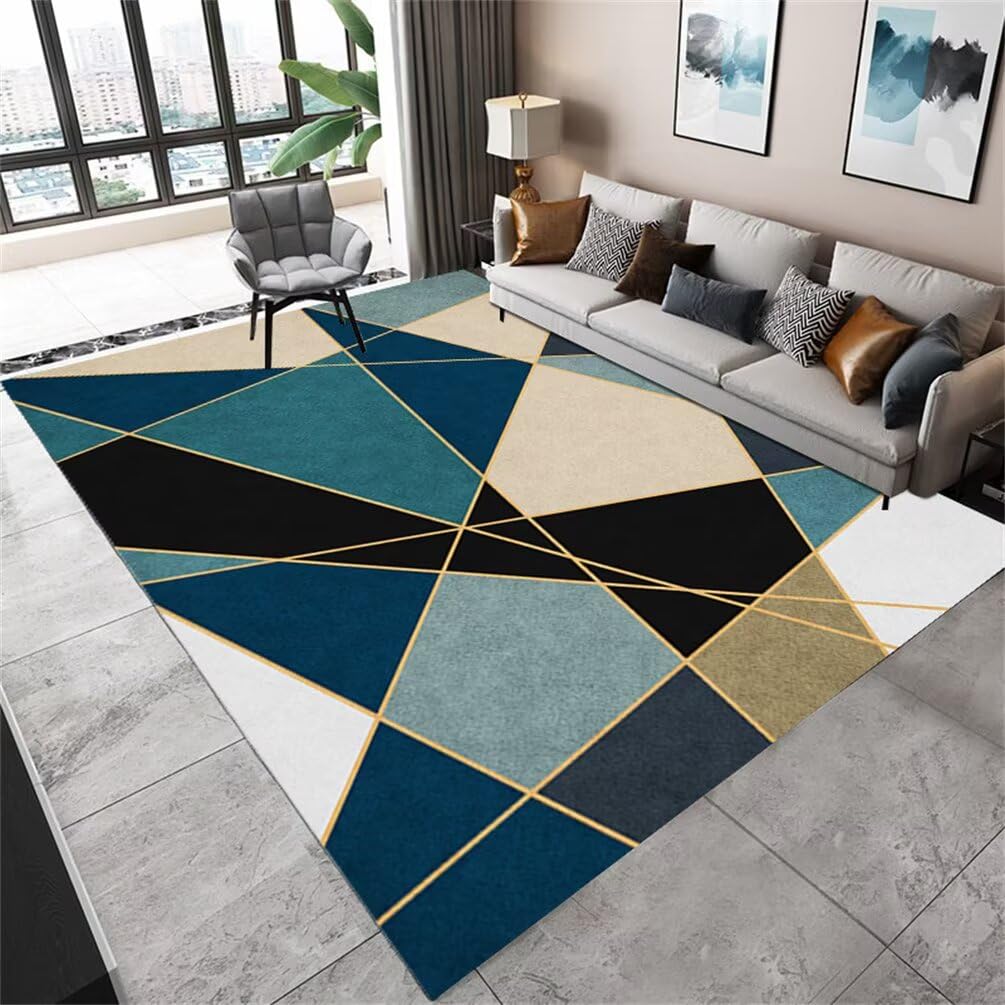 Tapis de couloir bleu moderne 60x90 cm pour chambre d'enfant et salon