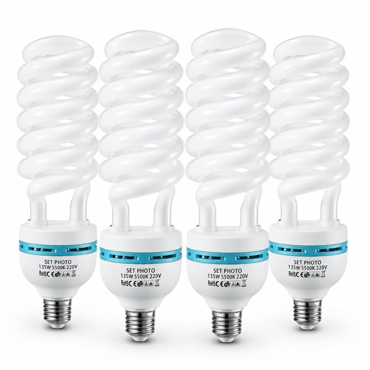 TLGREEN Pack de 4 Bombillas Espirales E27 135 W, Luz Diurna Blanca 5500K