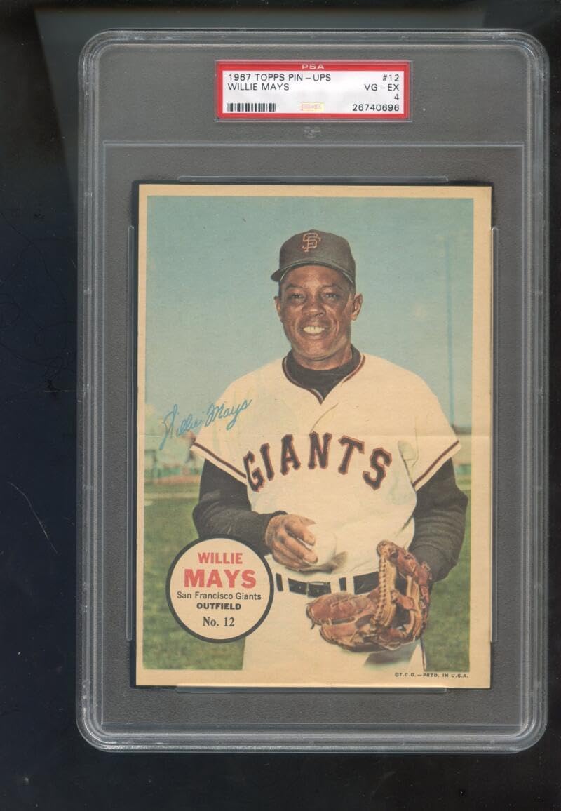 1967 Topps Pin-Ups Poster #12 Willie Mays Giants PSA 4 Graded Baseball Card