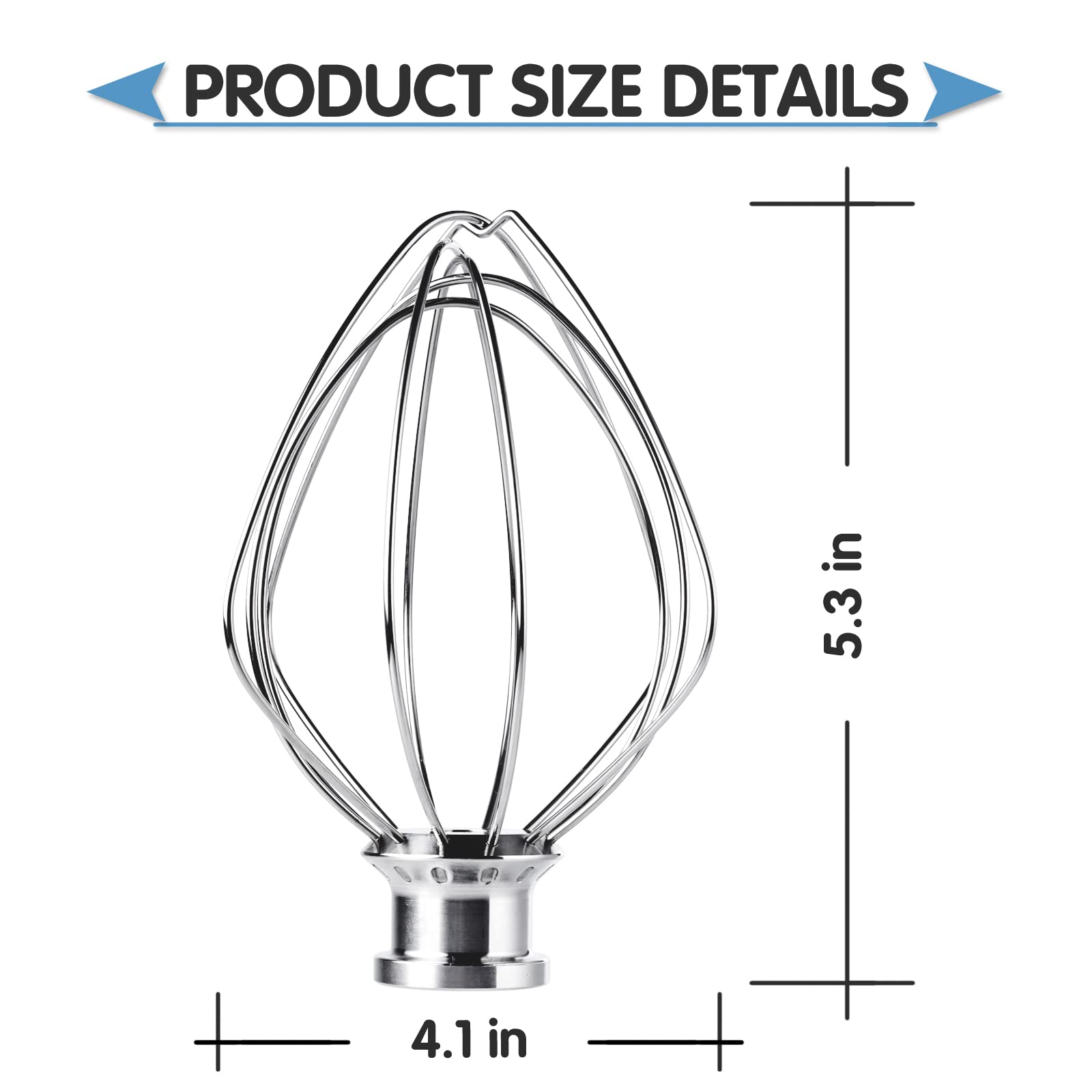 Frusta a filo in acciaio inossidabile inox per KitchenAid mini robot Artisan 3.3L, frusta a 6 fili, accessori per mixer KitchenAid