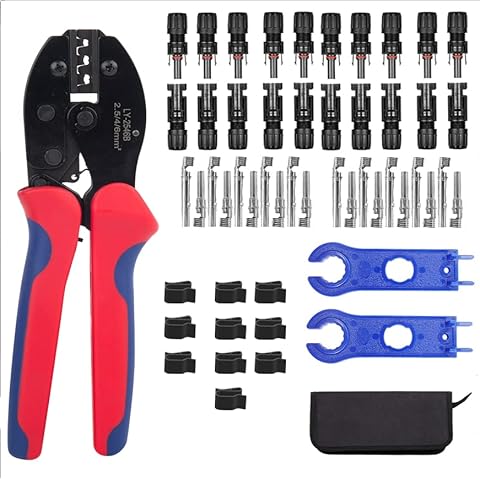 Solar Crimping Tool kit for 2.5-6mm² Solar Connectors,Crimping Pliers Set with 10 Pieces Male/Female Solar Connectors Cover