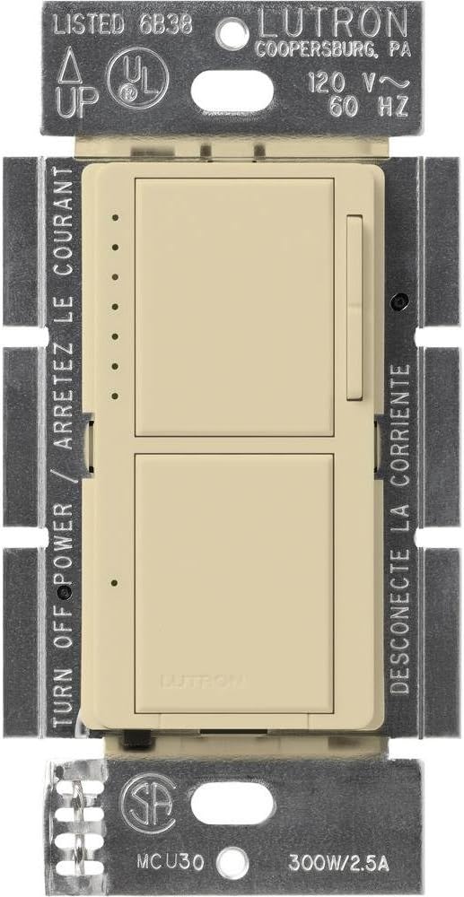 Exclusive Discount 80% Offer Lutron MAIN-11304, Ivory MA-L3S25-IV Maestro 300 Watt Single-Pole Dual Dimmer and Switch, 1 Pack