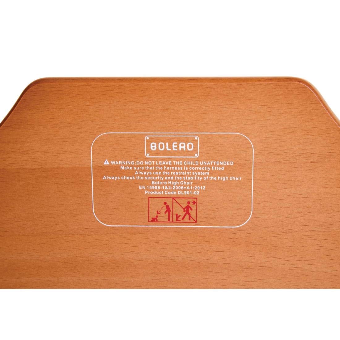 Bolero Robuster, sicherer Hochstuhl aus Holz für Babys und Kleinkinder | Dunkles Holzfinish | Sitzhöhe: 500 mm | Geeignet für Kinder bis 36 Monate | Inklusive 3-Punkt-Hüftgurt | DL901