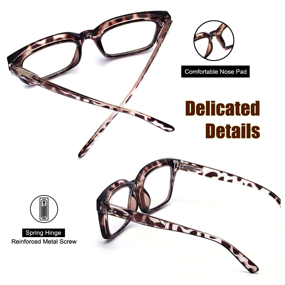 JiSoo Reading Glasses 1.0 Women Ladies Brown Tortoiseshell Turquoise Oversized Readers - Image 4