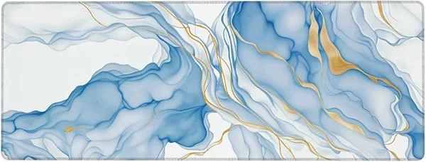 Large Mouse Pads for Desk, Extended Marble Gaming Mousepad for Women Office Gifts, Funny XL Big Stitched Waterproof Nonslip Computer Mats Deskmat for Keyboard, (Light Blue and White, 31.5 * 11.8 in)