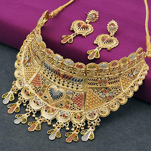 Marvelous 24 Carat Plated Choker Necklace Set