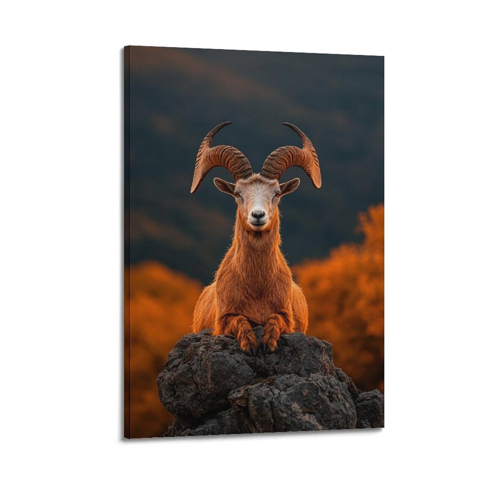 XKUGA Serene Zen Nature Urial Big Horn Sheep Poster Modern Decorative Canvas Prints - Ideal Wall Art for Family, Man Cave, Game Room, Boys & Girls Bedroom 24x36inch(60x90cm)