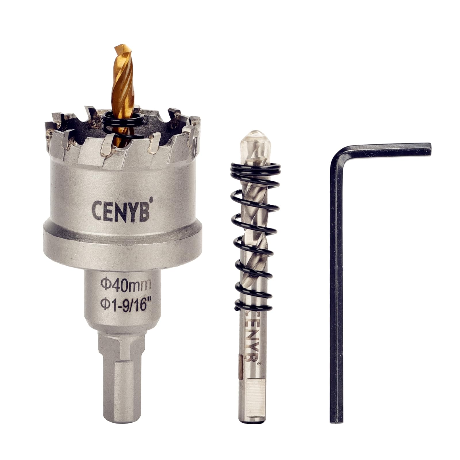 2-1/8" (54mm) Tungsten Carbide Tipped Hole Saw with 2Pcs Titanium-Plated Pilot Drill Bits for Metal, Steel, Iron, Wood, Plastic — view 89