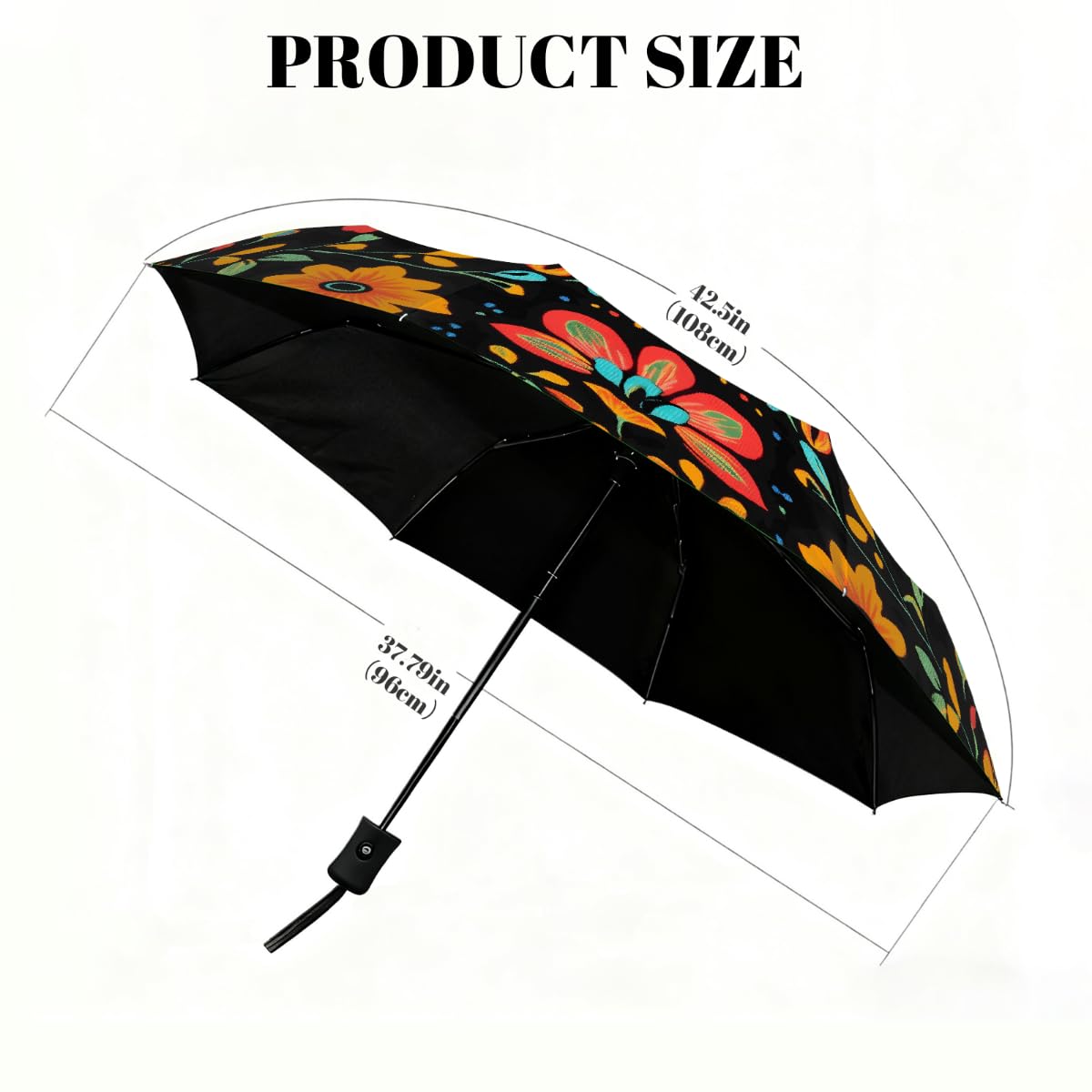 Ombrello pieghevole in stile messicano colorato uccello ombrello da viaggio compatto antivento impermeabile con protezione UV rivestimento nero leggero 8 coste portatile per pioggia sole