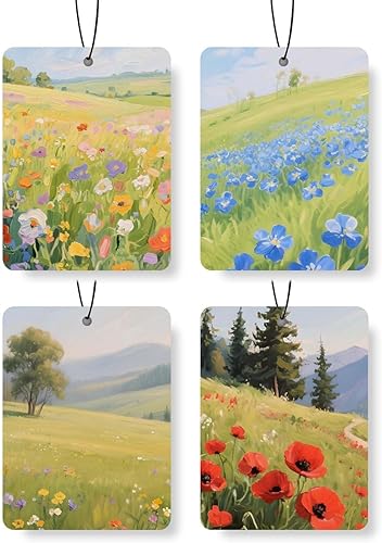 Miniatura 14 de Ambientador de aire para automóvil de frutas a cuadros, 4 piezas, limón/fresa/uva/tomate, ambientador colgante para autos, armario, cajón, libros,