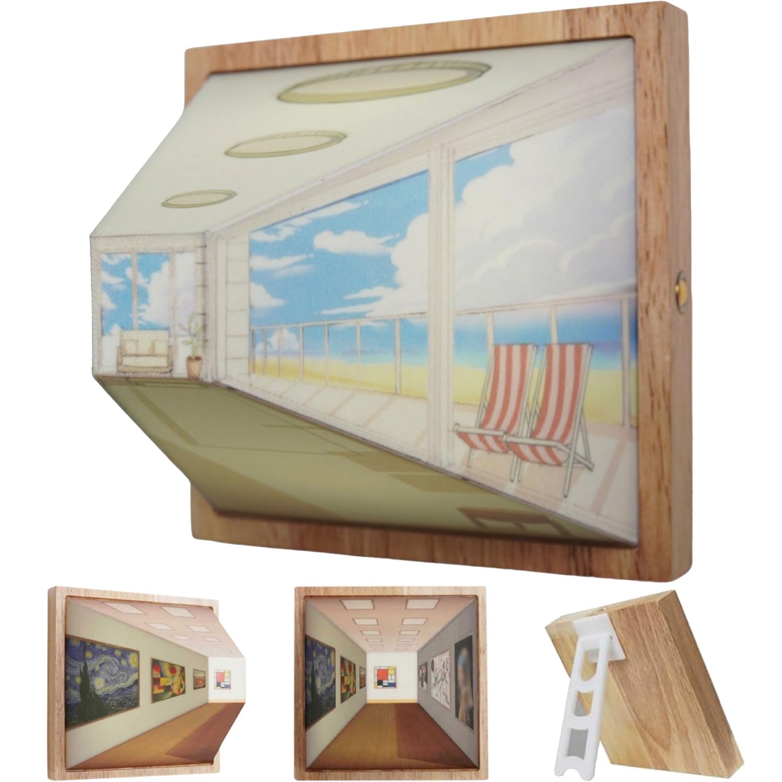 3D Naked Eye Visual Night Light, 3D Glasses-Free Gallery Optical Illusion Wall Lamp & Night Light, 3D Optical Illusion Wall Art Night Light for Homes, Offices, or Galleries (Seaside)