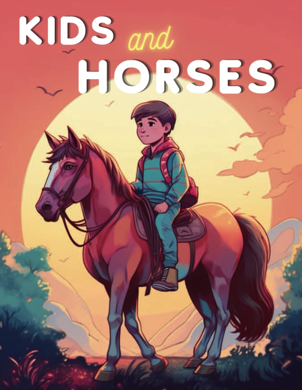 Kids and Horses Coloring Book: Equestrian Wonders | A Grayscale Journey of Grace and Bond | Cute illustrations