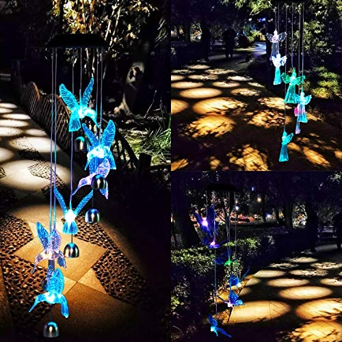 Arcpic Color Changing Solar Angel Wind Chime - LED Decorative Mobile, Waterproof Outdoor/Indoor Solar String Lights for Patio, Balcony, Party, Garden, Great Gift for Mom, Grandma, Birthday
