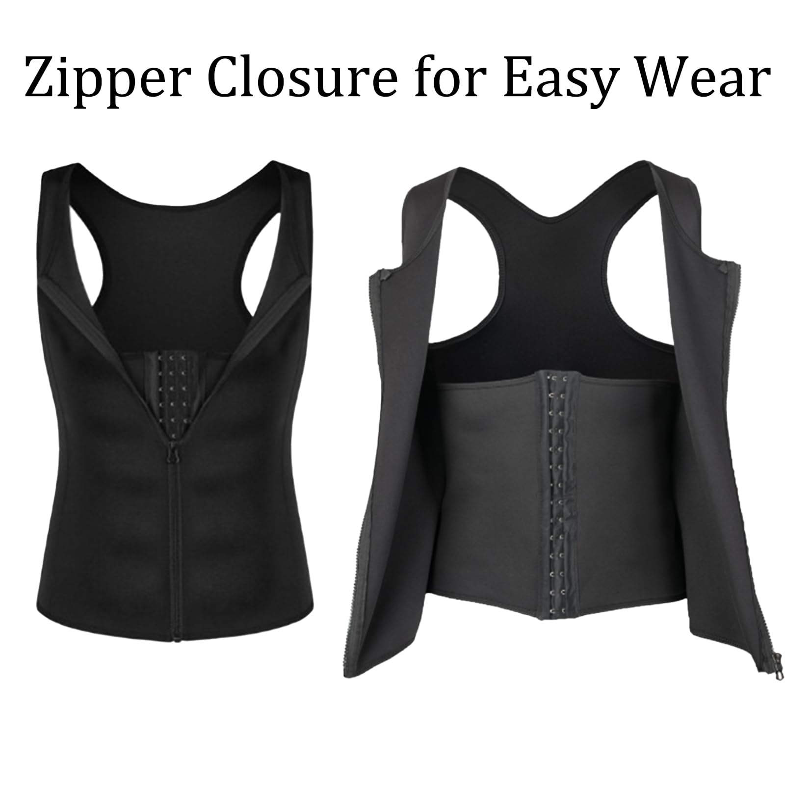 Men's Zipper Waist Trainer Trimmer Vest, Sweat Compression Tank Top, Men Sauna Vest Sweat Waist Trainer, Belly Fat Girdle