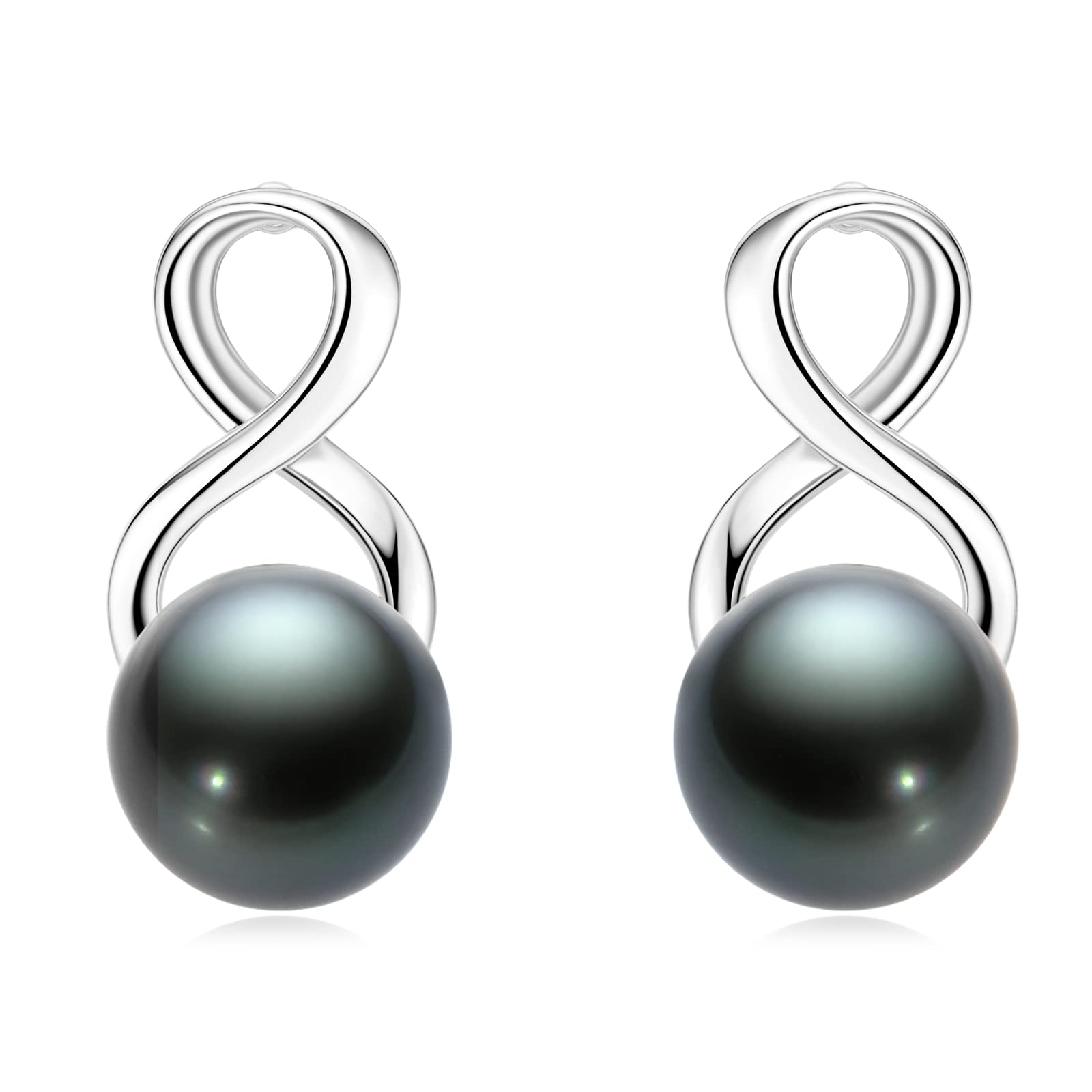 DENGGUANGTahitian Black Pearl Earrings for Women, 925 Sterling Silver Genuine Tahitian Cultured Pearl Drop Earrings Jewelry Gift for Women Wife Mom Daughter