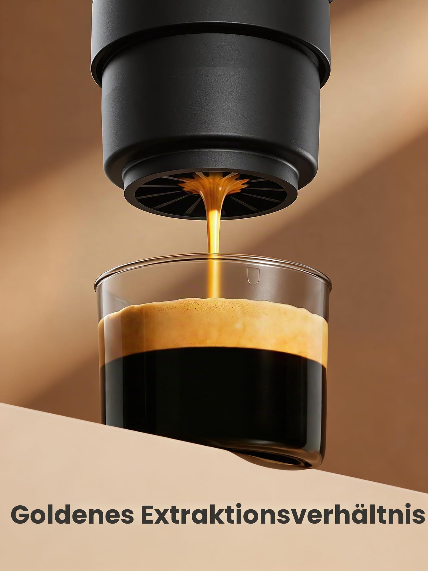 CONQUECO Tragbare Espressomaschine für Unterwegs: Mini Kaffeemaschine to go Akku - 160ml Tassen Kaffeeextraktion - für gemahlenen kaffee und NS kapseln (Keine Selbstheizung)