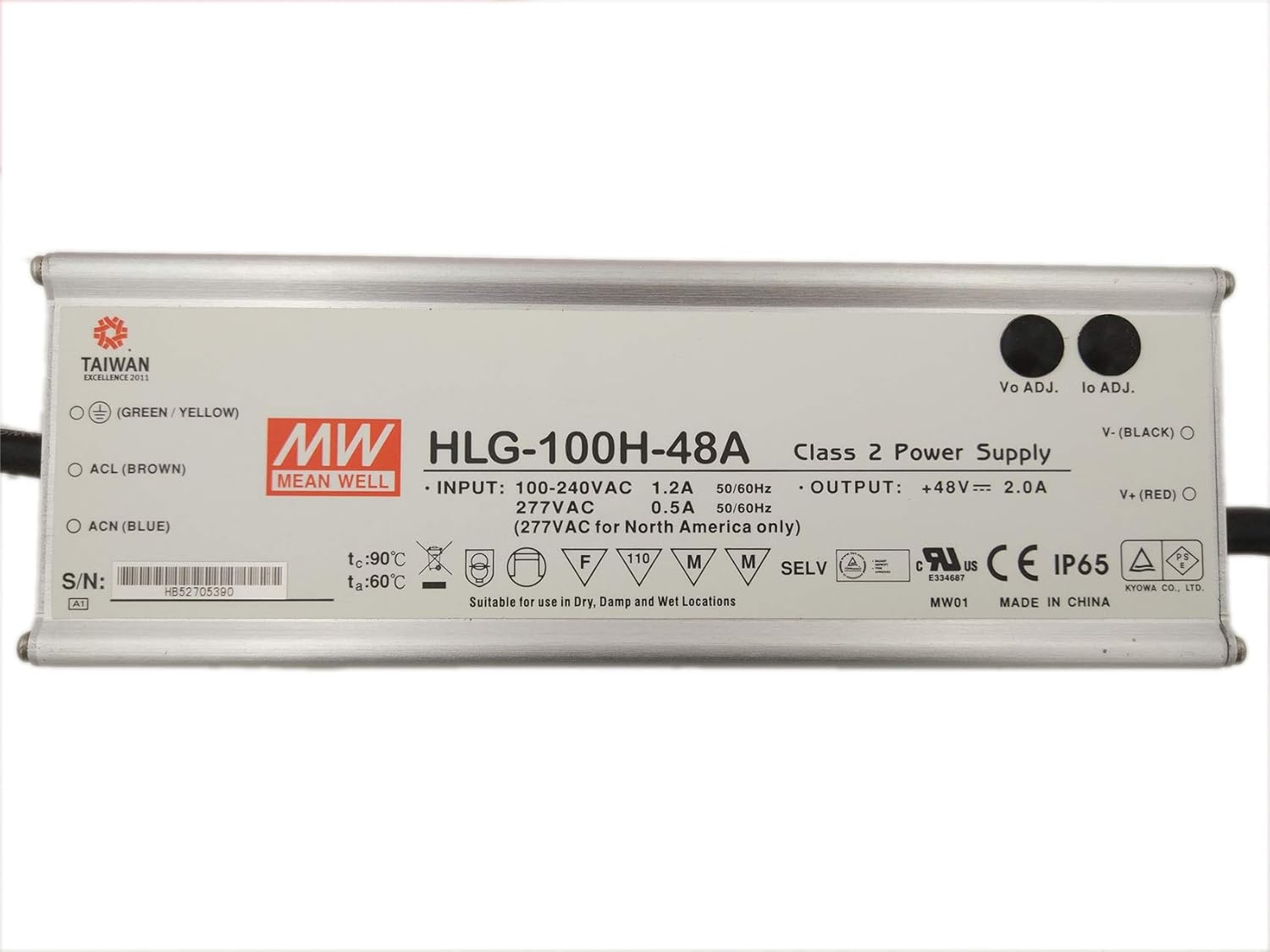 Meanwell HLG-100H-48A 100W 48V 2A IP67 LED Power Supply Driver