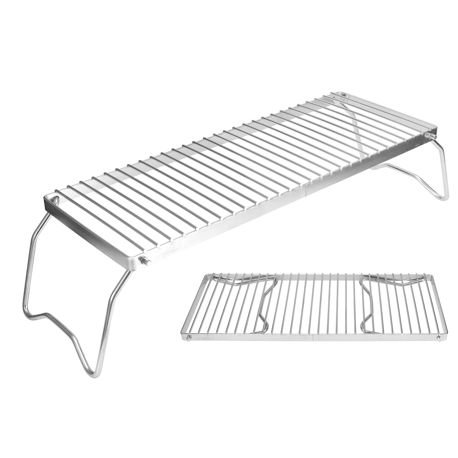 Parrilla Plegable Portatil para Camping Acero Inoxidable 44x16cm Hogueras con Bolsa de Almacenamiento