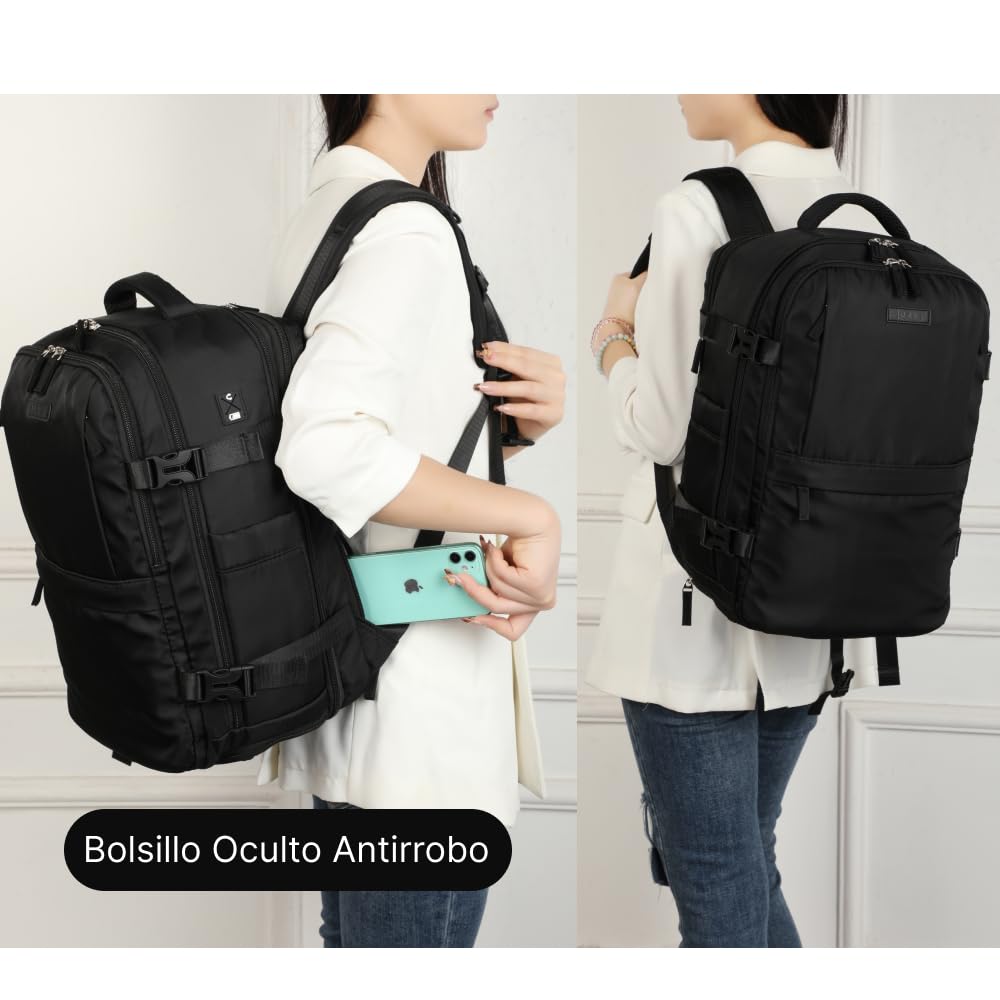 Mochila de viaje cabina expandible 40x25x20-25cm impermeable para portátil 15"