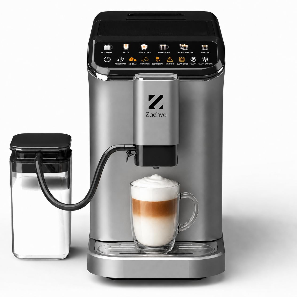 Macchina Caffè Automatica per Grani – Espresso Autentico, Sistema Latte per Colazione, 15 Livelli Macinatura, Doppia Caldaia, Pulizia Facile