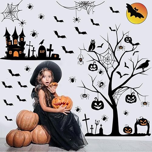 Miniatura 4 de Calcomanías de pared de Halloween, decoración del hogar, murciélagos, decoración del hogar, arte de pared extraíble para Halloween, ventanas,