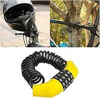 Vista 7 de HZEL Cerradura para casco de motocicleta, cerradura retráctil de cable de bicicleta pequeña con código de combinación de 4 dígitos, accesorios