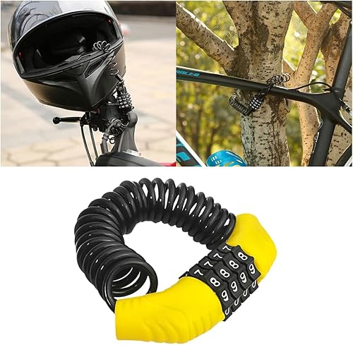 Miniatura 7 de HZEL Cerradura para casco de motocicleta, cerradura retráctil de cable de bicicleta pequeña con código de combinación de 4 dígitos, accesorios