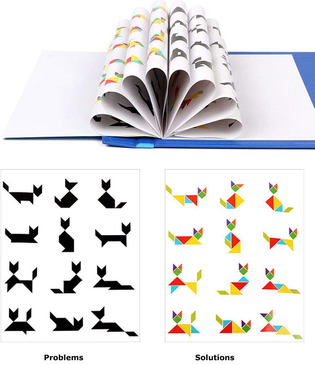 Vibgyor Vibes™ Wooden Magnetic Tangram Travel Game Educational Book for Children-Pack of 1 1