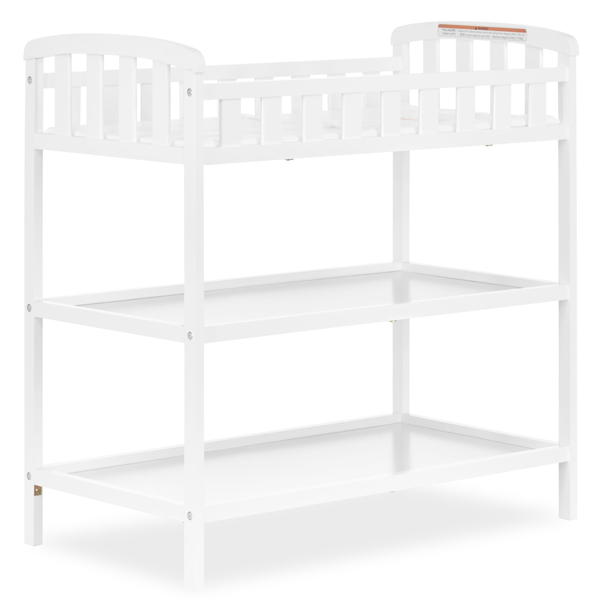 Dream On Me Emily Changing Table in White, Comes with 1" Changing Pad, Features Two Shelves, Portable Changing Station, Made of Sustainable New Zealand Pinewood