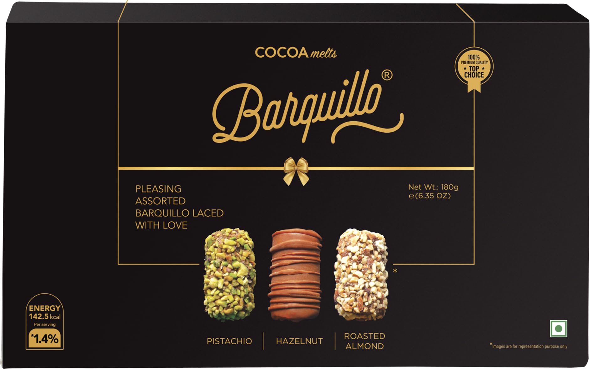 Barquillo Assorted Premium Chocolate Gift Pack Box - 9 Pcs (180 gm) | Roasted Almonds, Hazelnut and Pistachio imported | Dubai couverture taste | Festive Gift Pack Celebration