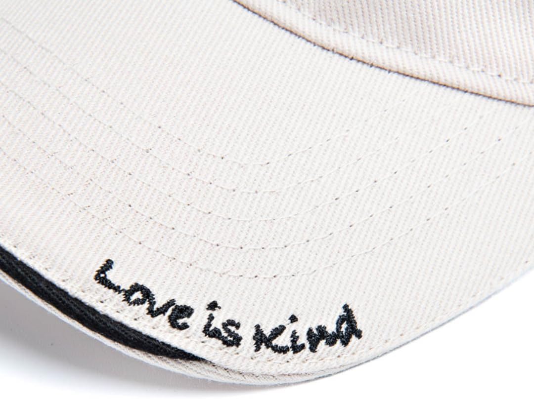 Heart Embroidery Baseball Hat – Adjustable Cap with 'Love is Kind’' Embroidery on The Brim, Eco-Friendly, Baseball Cap with Sun Protection 50+, Casual Everyday Wear, Beige - Image 5