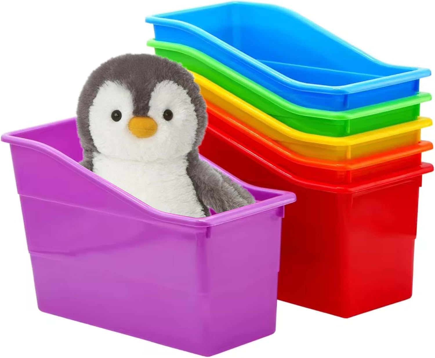 6Pcs Book Holder, Colorful Plastic Vertical Book Boxes Space Saving Multifunctional Magazine Storage for Classroom Holder