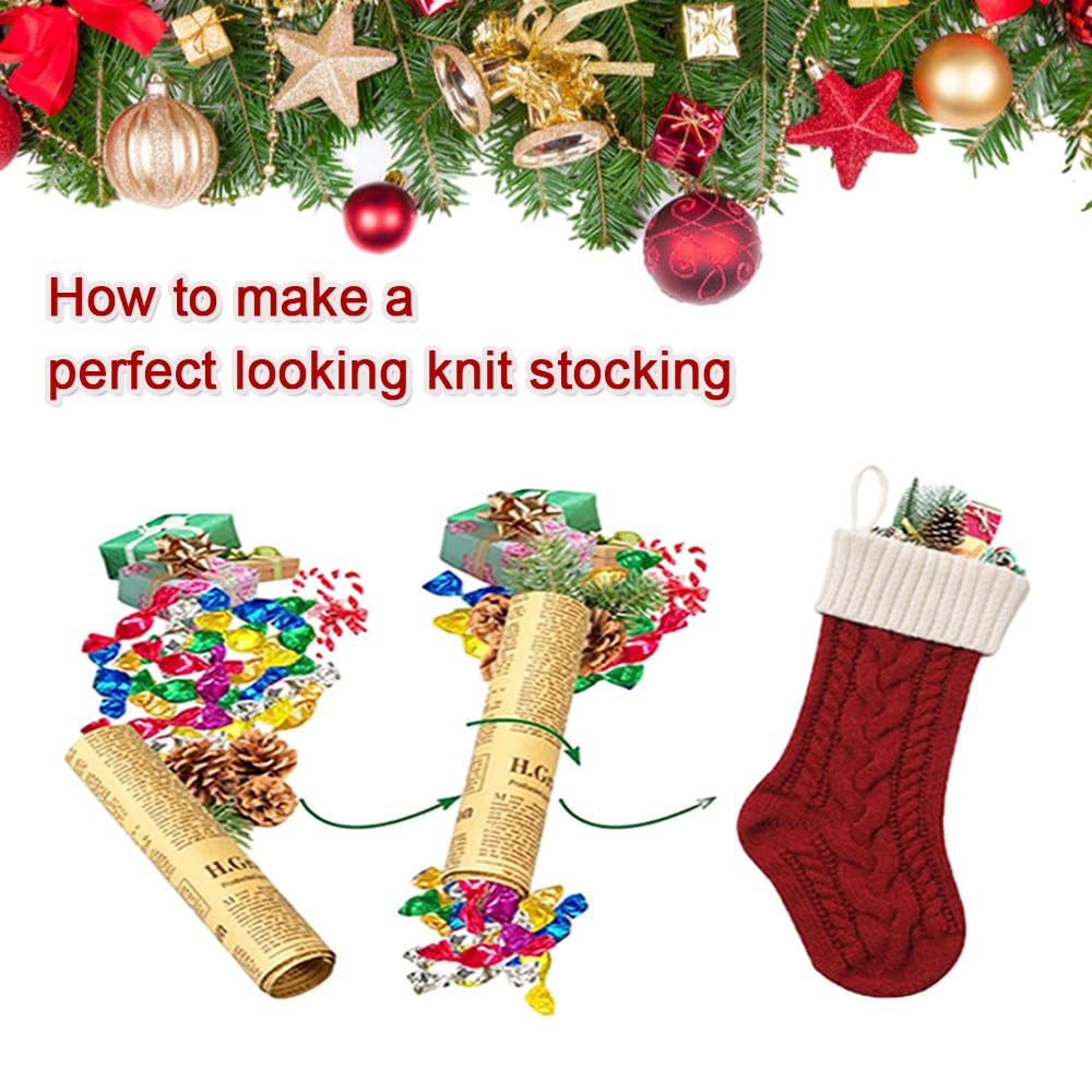 Hixingo Weihnachtsstrumpf Personalisiert, 46cm Große Klassische Gestrickt Bestickte Nikolausstrumpf, Weihnachtssocken zum Aufhängen und Befüllen Kamin Weihnachtsbaum Deko (5 Paar gemischte Farben)